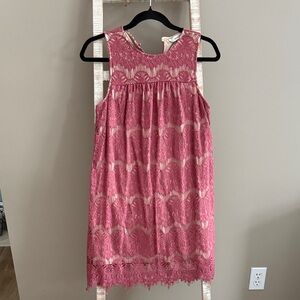 Elegant Pink Lace Overlay Dress